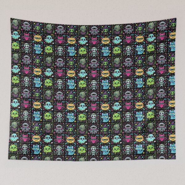 Item preview, Neon Cyber Halloween Character Grid designed and sold by Teeny Quities.