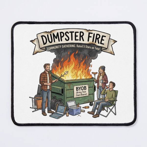 Item preview, Dumpster Fire Community Gathering Funny BYOB Bring Your Own Blame Cartoon designed and sold by LOVEARTDESIGN.