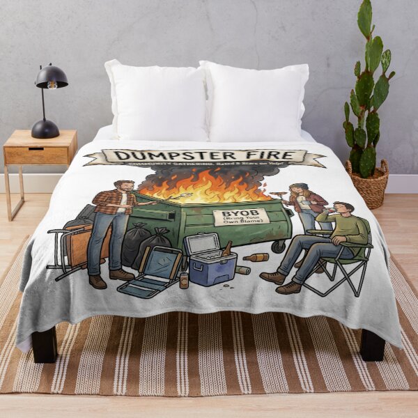 Item preview, Dumpster Fire Community Gathering Funny BYOB Bring Your Own Blame Cartoon designed and sold by LOVEARTDESIGN.