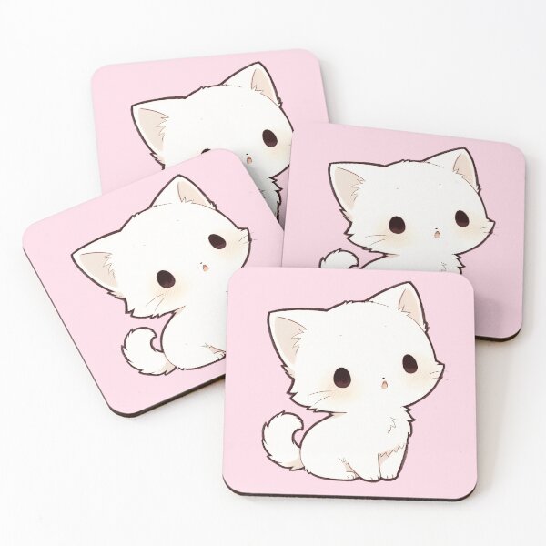 Item preview, Cute White Kitten Kawaii Cartoon Illustration designed and sold by jianina-alondra.