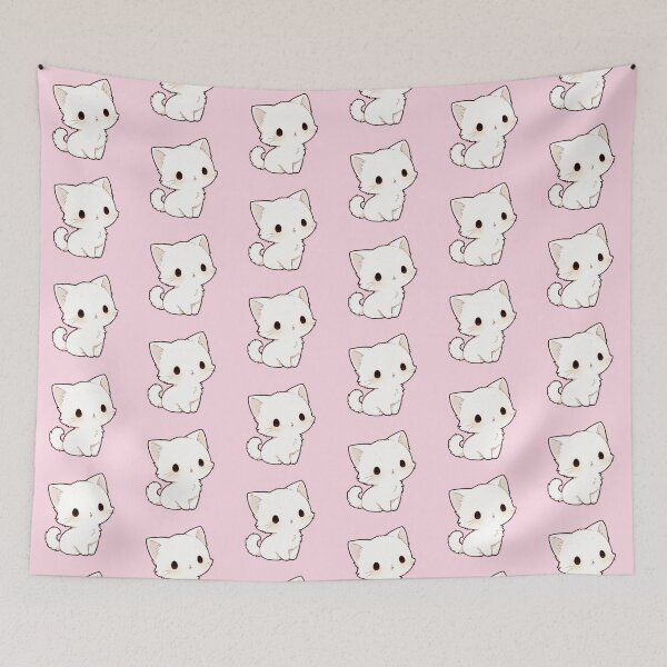 Item preview, Cute White Kitten Kawaii Cartoon Illustration designed and sold by jianina-alondra.