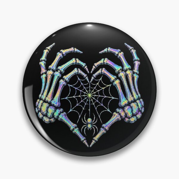 Item preview, Colorful skeleton hands forming a heart with a spider halloween designed and sold by rafaeltto.