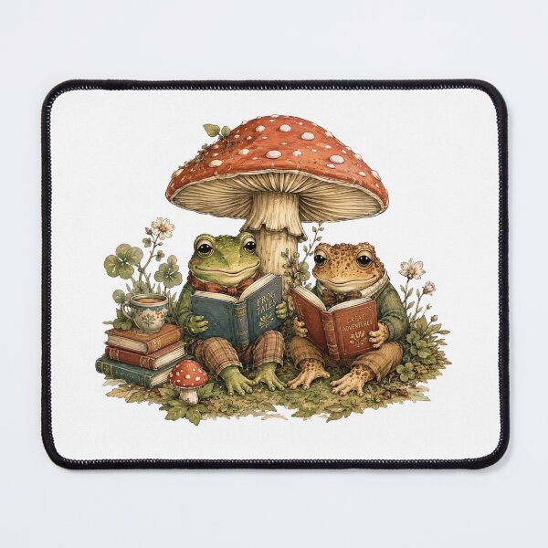 Item preview, Frogs Reading Books Under Mushroom Cottagecore designed and sold by Yellowriversss.