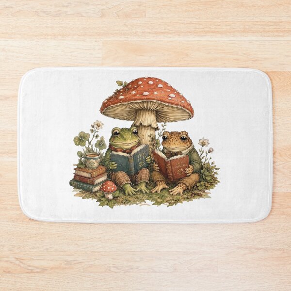 Item preview, Frogs Reading Books Under Mushroom Cottagecore designed and sold by Yellowriversss.