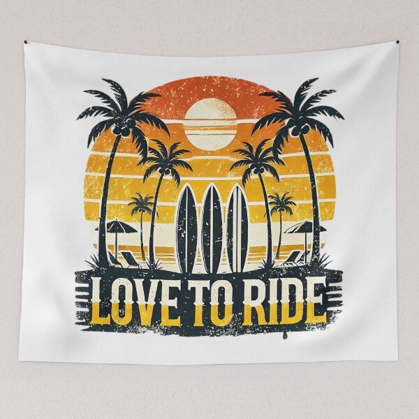 Item preview, Love to Ride | Vintage Surfboards Tropical Beach Sunset | Retro Surfing Design designed and sold by Awarrie.
