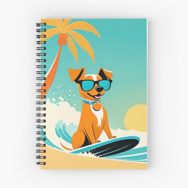 Item preview, Art - Cheerful Surfing Dog, Retro 1960s Illustration designed and sold by World-Pets.