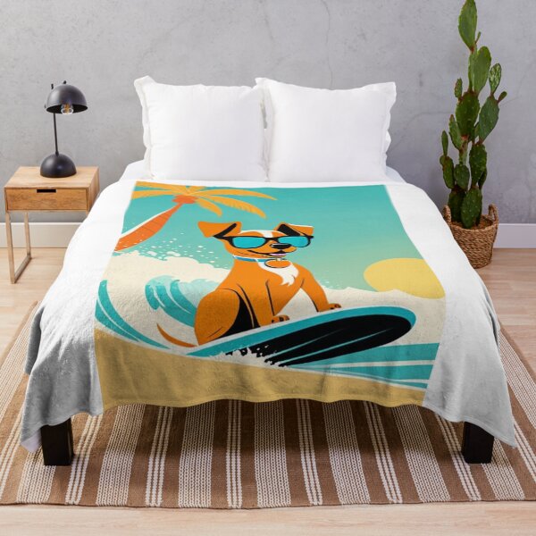 Item preview, Art - Cheerful Surfing Dog, Retro 1960s Illustration designed and sold by World-Pets.