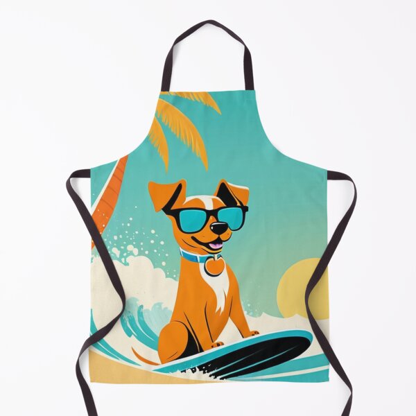 Item preview, Art - Cheerful Surfing Dog, Retro 1960s Illustration designed and sold by World-Pets.
