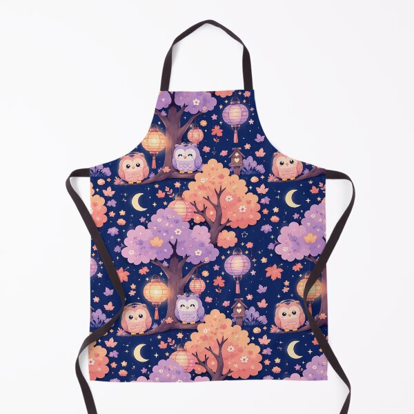 Item preview, Kawaii Pastel Autumn Night Owl Forest Pattern designed and sold by Thai Vibe Studio.