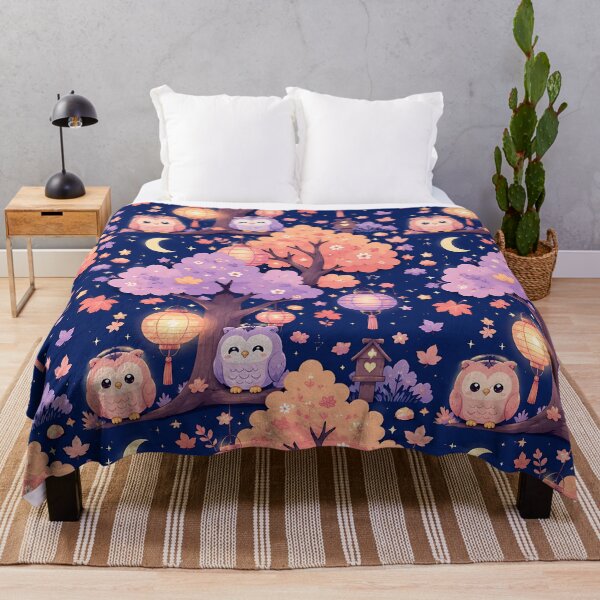 Item preview, Kawaii Pastel Autumn Night Owl Forest Pattern designed and sold by Thai Vibe Studio.