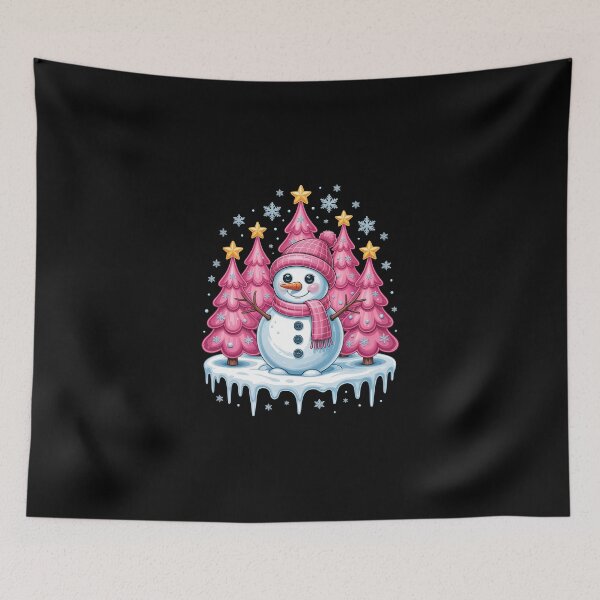 Item preview, Smiling Snowman with Pink Trees designed and sold by jkrphoto.