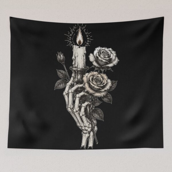 Item preview, Skeleton Hand Candle Roses Gothic Dark Academia designed and sold by Yellowriversss.