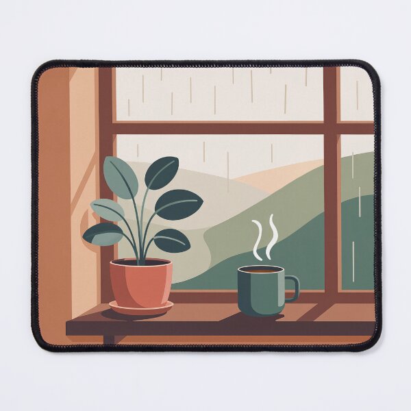 Item preview, Cozy Rainy Window Plant Mug Art designed and sold by TrendMorphic.
