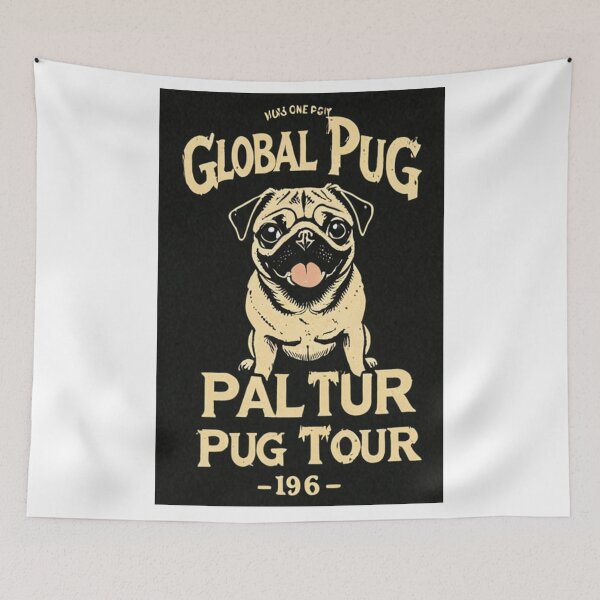 Item preview, Art - Colorful Pug Cartoon, Vintage Pop Art Illustration designed and sold by World-Pets.