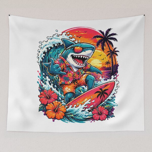Item preview, Funny Surfing Shark | Tropical Hawaiian Beach Surfer | Summer Surf Graphic designed and sold by Awarrie.