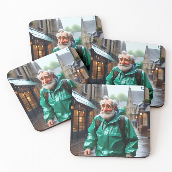 Item preview, Old Fart walking through the town wearing waterproofs in the rain designed and sold by Colin Bentham.