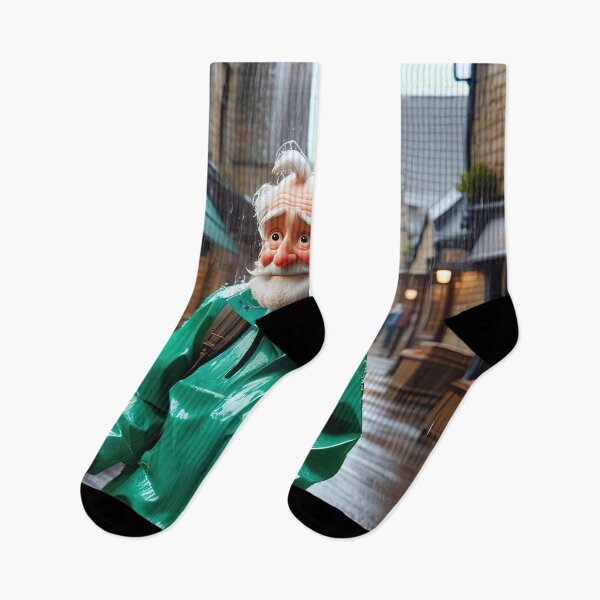 Item preview, Old Fart walking through the town wearing waterproofs in the rain designed and sold by Colin Bentham.