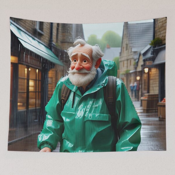 Item preview, Old Fart walking through the town wearing waterproofs in the rain designed and sold by Colin Bentham.