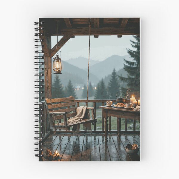 Item preview, Rainfall on the Mountain Porch – Quiet Cabin Retreat designed and sold by AmesTolland.