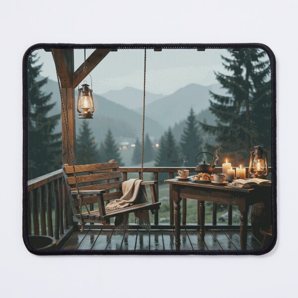 Item preview, Rainfall on the Mountain Porch – Quiet Cabin Retreat designed and sold by AmesTolland.