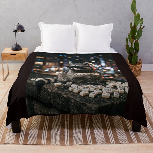 Item preview, Raccoon Playing Mahjong Funny Animal Meme Mahjong Lovers designed and sold by w66aboo.