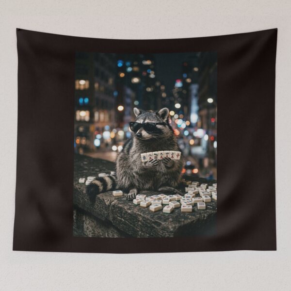 Item preview, Raccoon Playing Mahjong Funny Animal Meme Mahjong Lovers designed and sold by w66aboo.