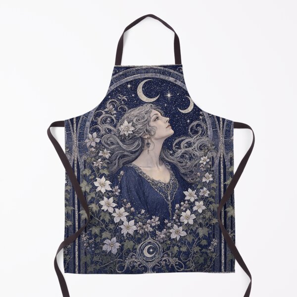 Item preview, Celestial Night Portrait: Art Nouveau Moon & Stars Poster designed and sold by jo-e-basta.