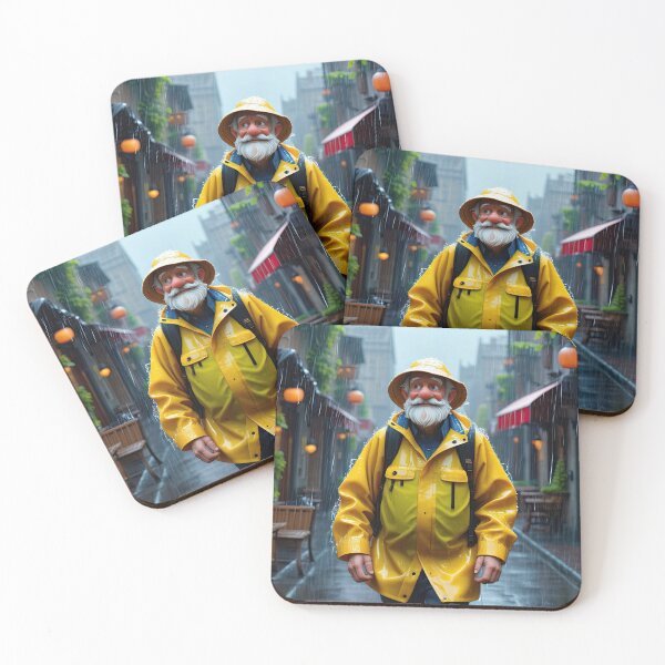 Item preview, Old Fart walking through the town wearing waterproofs in the rain designed and sold by Colin Bentham.