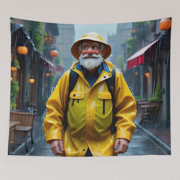 Item preview, Old Fart walking through the town wearing waterproofs in the rain designed and sold by Colin Bentham.