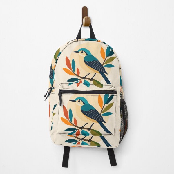 Item preview, Scandinavian Folk Art Songbird | Colorful Mid-Century Nature Illustration designed and sold by ZanyPaintbrush.