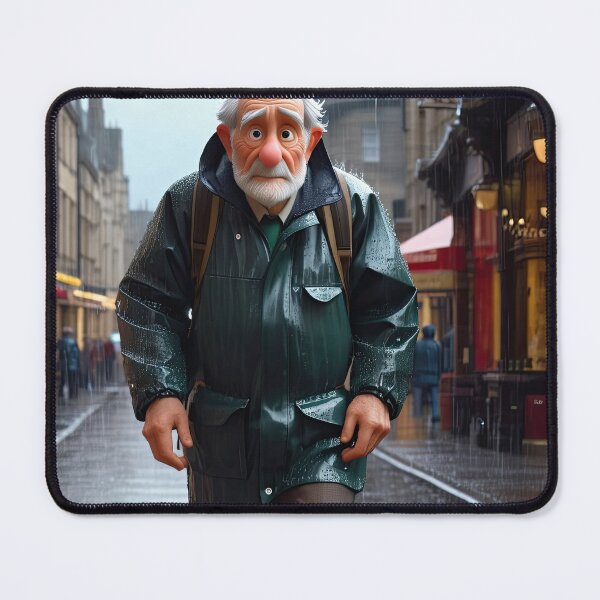Item preview, Old Fart walking through the town wearing waterproofs in the rain designed and sold by Colin Bentham.