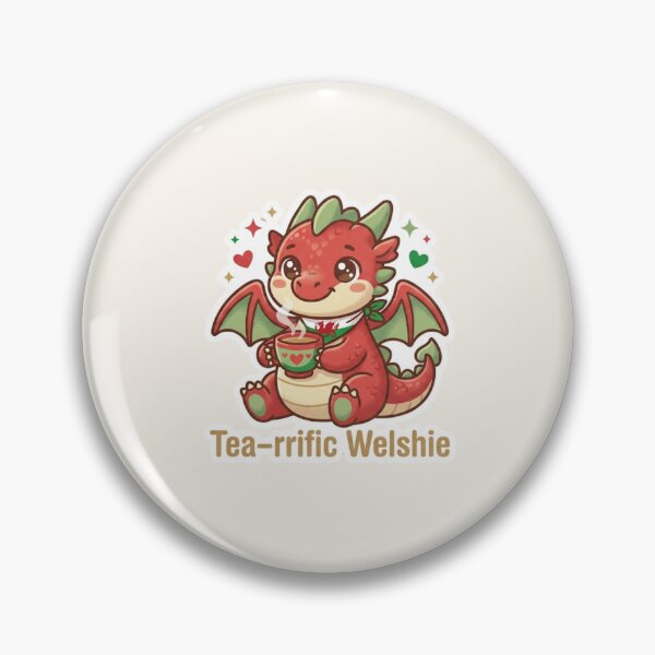 Item preview, Tea‑Riffic Welshie – Cute Welsh Dragon Tea Pun designed and sold by Cerys-GS.