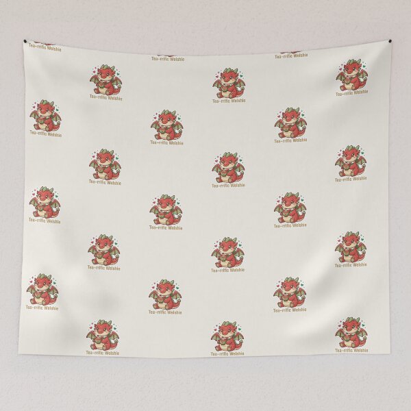 Item preview, Tea‑Riffic Welshie – Cute Welsh Dragon Tea Pun designed and sold by Cerys-GS.