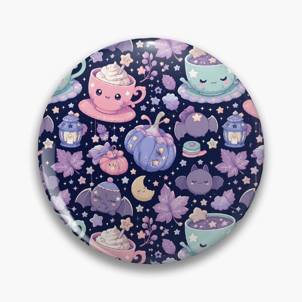 Item preview, Kawaii Pastel Midnight Tea Party Pattern designed and sold by Thai Vibe Studio.