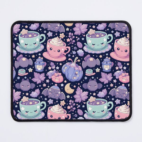 Item preview, Kawaii Pastel Midnight Tea Party Pattern designed and sold by Thai Vibe Studio.