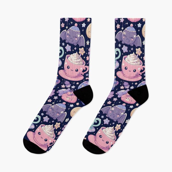 Item preview, Kawaii Pastel Midnight Tea Party Pattern designed and sold by Thai Vibe Studio.