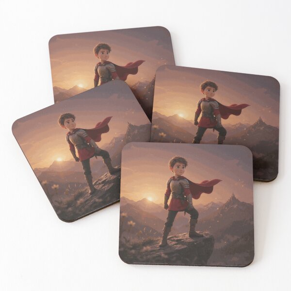 Item preview, Young Knight at Sunset – Courage Beyond the Mountains designed and sold by AubinDelcourt.