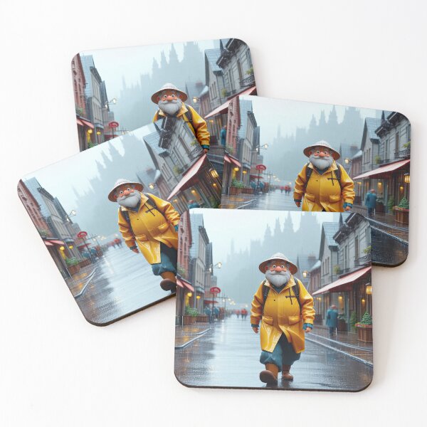 Item preview, Old Fart walking through the town wearing waterproofs in the rain designed and sold by Colin Bentham.