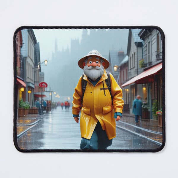 Item preview, Old Fart walking through the town wearing waterproofs in the rain designed and sold by Colin Bentham.