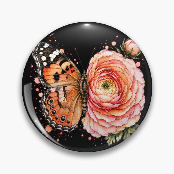 Item preview, Ranunculus Butterfly Watercolor Illustration designed and sold by ColorSplash123.