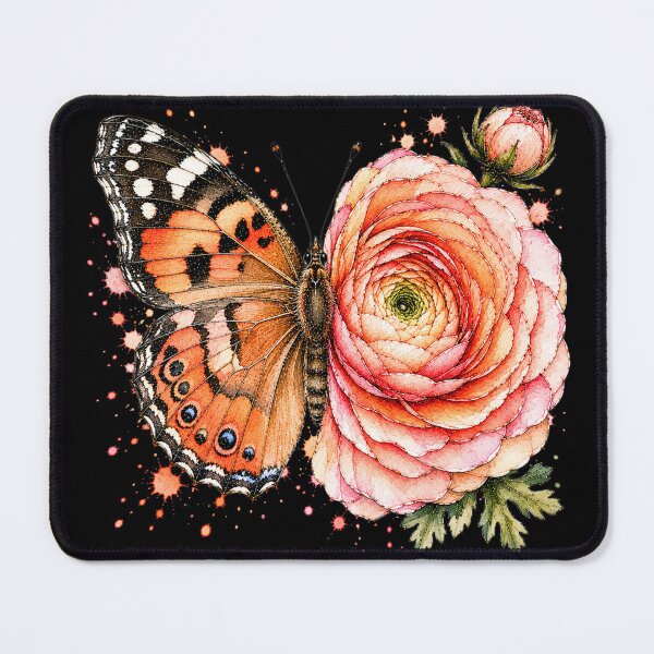 Item preview, Ranunculus Butterfly Watercolor Illustration designed and sold by ColorSplash123.