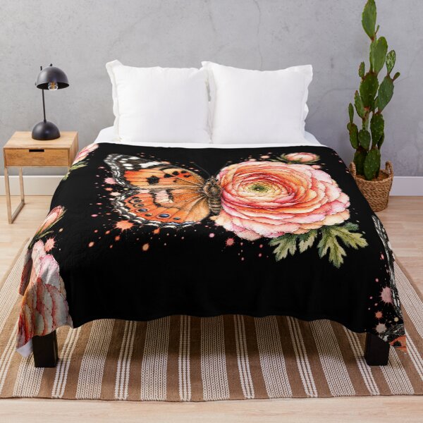 Item preview, Ranunculus Butterfly Watercolor Illustration designed and sold by ColorSplash123.