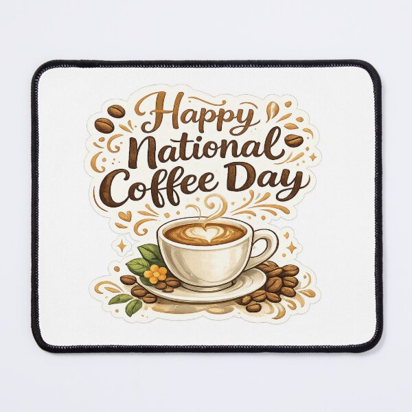 Item preview, Happy National Coffee Day – Vintage Latte and Coffee Beans Art designed and sold by Doodle Souq.