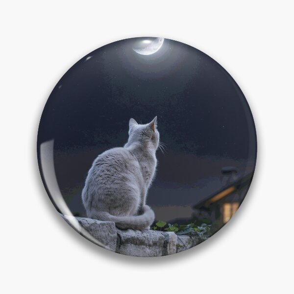 Item preview, Moonlit Garden Watcher – Cat Beneath the Crescent Moon designed and sold by AmesTolland.