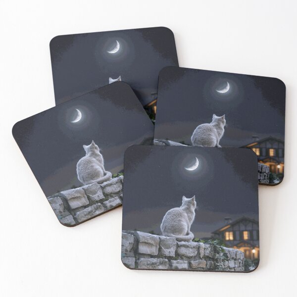 Item preview, Moonlit Garden Watcher – Cat Beneath the Crescent Moon designed and sold by AmesTolland.