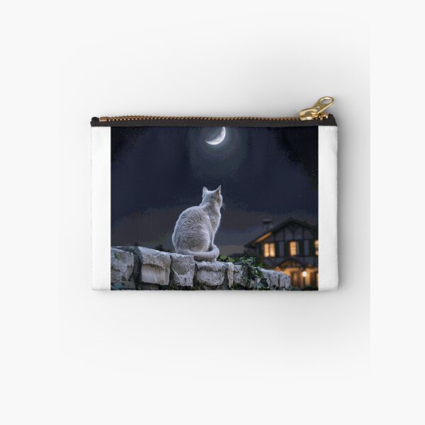 Item preview, Moonlit Garden Watcher – Cat Beneath the Crescent Moon designed and sold by AmesTolland.