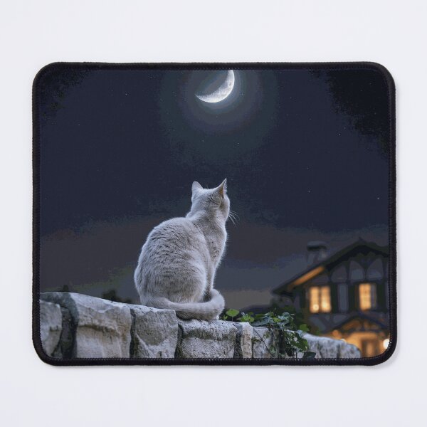 Item preview, Moonlit Garden Watcher – Cat Beneath the Crescent Moon designed and sold by AmesTolland.