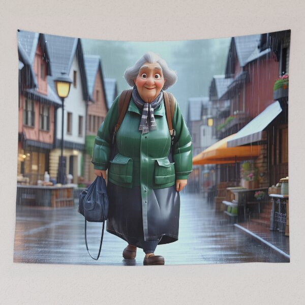 Item preview, Old Fart walking through the town wearing waterproofs in the rain designed and sold by Colin Bentham.