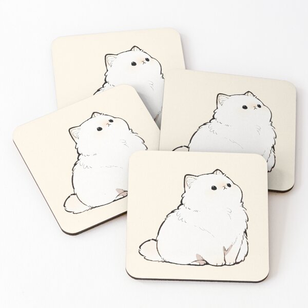 Item preview, Cute Fluffy White Kawaii Cat Illustration designed and sold by jianina-alondra.
