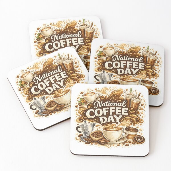 Item preview, National Coffee Day Coffee Lover Collage – Latte, Iced Coffee and Espresso Art designed and sold by Doodle Souq.